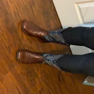 Men’s Tony Lama Cowboy Boots Wide Toe Size 9